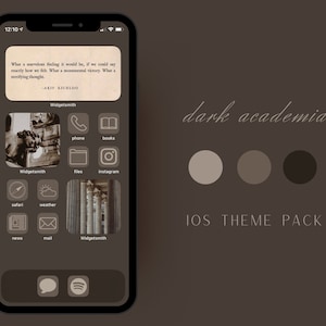 Dark Academia - iOS Theme Pack, App Icons, Wallpaper, Widgets | Neutral, Brown, Dark Academia Aesthetic