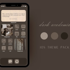 Dark Academia - Paquete de temas para iOS, íconos de aplicaciones, fondos de pantalla, widgets / Neutral, marrón, estética Dark Academia