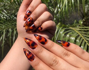 Tortoise Nails Etsy