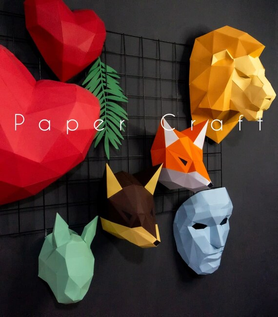 Fox 3d Paper Craft DIY Wall Art Paper Art Origami Home Decore Etsy