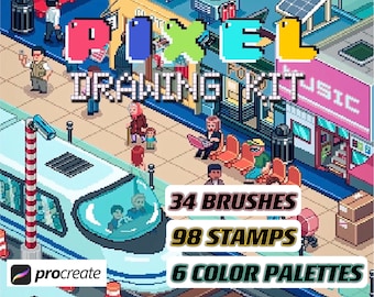 Procreate Pixel Art Brush Kit – Mosaic Stamps & Palettes (Digital Download)