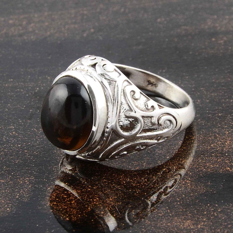Smoky ring,Gemstone ring,Birthstone ring,Handmade ring,Statement ring,Silver ring