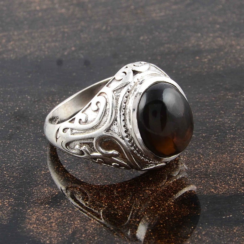 Smoky ring,Gemstone ring,Birthstone ring,Handmade ring,Statement ring,Silver ring