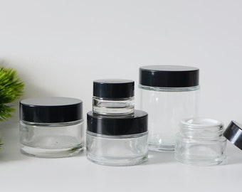 1-200px 5g 15g 30g 50g 100g Kosmetyczny przezroczysty szklany pojemnik na krem, pojemnik na peeling do ciała z masłem do twarzy, pojemnik do pielęgnacji mężczyzn, hurtowy
