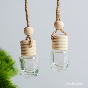 1-200pcs 5ml Empty Clear Glass Cylinder Wooden Car Hanging Air Diffuser Bottle, Aroma Car Freshener Bottle, Perfume Oil Bottle, Wholesale