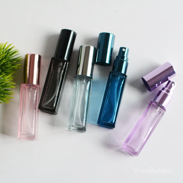 1-1000pcs 5ml 10ml Multi-color Square Glass Vial Perfume Spray Bottle, Gray Blue Pink Aluminum Fine Mist Fragrance Spray Bottle, Wholesale