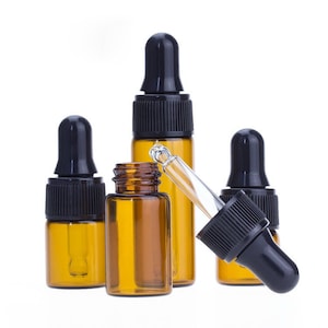 1ml 2ml 3ml 5ml Vials Mini Amber Glass Dropper Bottles Essential Oil Perfume Sample Bottles, Travel Set Bottles, Wholesale, Bulk Order