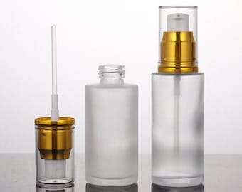 30ml 50ml 60ml 120ml Frosted Glass Serum Lotion Pump Bottles, Gold Treatment Pump Bottles,  Cosmetic Container Beauty Packaging, Skin Care