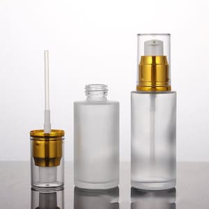 30ml 50ml 60ml 120ml Frosted Glass Serum Lotion Pump Bottles, Gold Treatment Pump Bottles,  Cosmetic Container Beauty Packaging, Skin Care