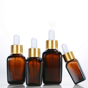 5ml 15ml 30ml 50ml 100ml Glass Dropper Bottle Amber Glass Square Pipette Essential Oil Perfume Fragrance Bottle Wholesale Cosmetic Packaging