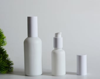 1-200pcs 15ml 30ml 50ml 100ml 1oz Matte White Glass Serum Lotion Treatment Bottle, Skin Care Cosmetic Beauty Dispensing Nozzle Bottle