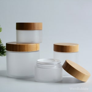 1-100px 5oz 8oz 150g 250g 500g Plastic Cosmetic Frosted Cream Jar, Natural Bamboo Scrub Butter Bottle Container, Bath Salt Jar, Wholesale