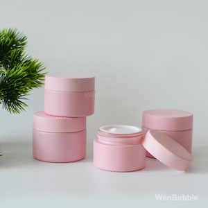 1-200 pezzi 30g 50g 1oz 1.7oz Contenitore per crema viso in vetro vuoto rosa opaco, contenitore per lozione per il corpo, burro e scrub, all'ingrosso