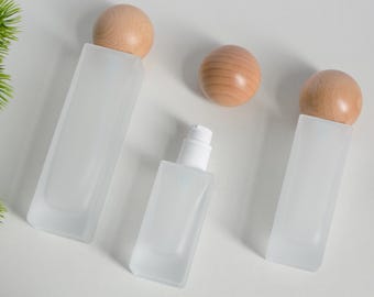 1-200 unidades de 20 ml, 30 ml, 50 ml, 100 ml, 120 ml, frascos de vidrio esmerilado cuadrados con bomba para loción y sérum, envases de vidrio cuadrados para crema facial y ocular, venta al por mayor.