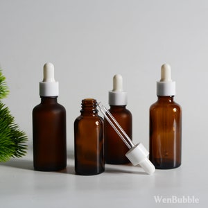 1-200pcs 5ml 10ml 15ml 20ml 30ml 50ml 100ml Matte Shiny Amber Glass Essential Oil Dropper Bottles, Hair Skin Serum Oil Bottle, Wholesale