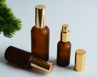 250pcs 30ml Matte Amber Glass Essential Oil Spray Bottle, Empty Gold Fine Mist Perfumer Fragrance Home Room Linen Spray