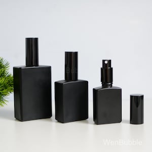 1-200pcs 30ml 50ml 100ml Square Matte Black Glass Spray Bottle, Room Home Fragrance Aroma Perfume Spray Bottle, Fine Mister, Wholesale