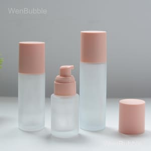 1-200pcs 20ml 30ml 50ml 60ml Frosted Glass Lotion Oil Pump Bottle, Cosmetic Beauty Skin Care Foundation Treatment Pump Bottle, Wholesale