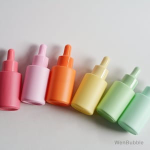 1/1000pcs 30ml 1oz Matte Glass Essential Oil Dropper Bottles, Yellow Pink Red Green Orange Color Facial Skin Serum Oil Container, Wholesale
