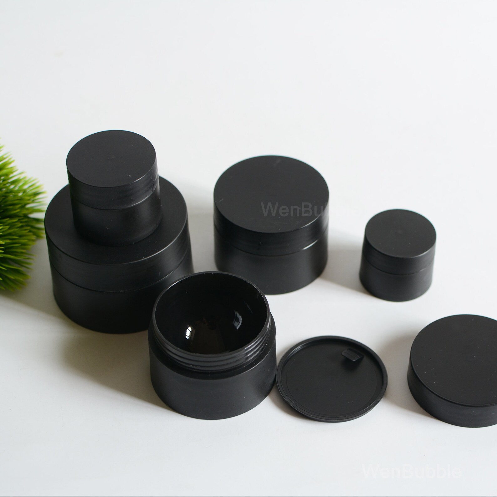 1-200pcs 5g 10g 15g 20g 30g 50g Matte Black Plastic Cream Jar Container ...