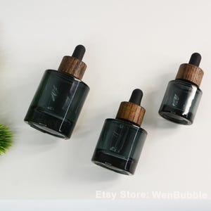 1-200pcs 15ml 30ml 50ml Natural Wooden Glass Serum Essential Oil Dropper Bottle, Skin Care Thick Bottom Tincture Herb Oil Bottle, Wholesale