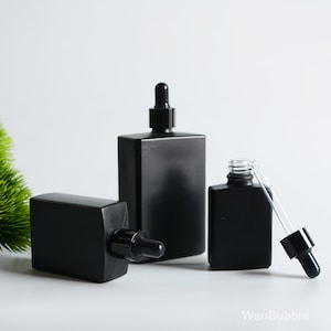 1-200 pezzi 1oz 3.4oz 30ml 50ml 100ml flaconi contagocce per olio essenziale di siero in vetro rivestito nero opaco, flacone per pipetta per olio per uomo per la cura della pelle, all'ingrosso