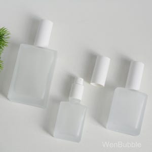 1-200pcs 30ml 50ml 100ml Frosted Glass Square Essential Oil Spray Bottle, White Fine Mist Spray Bottle, Room Aroma Linen Spray Bottle, Bulk
