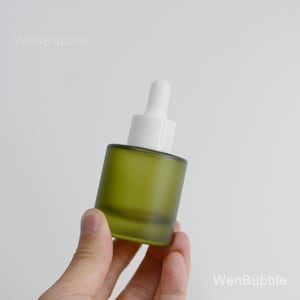 1-200pcs 15ml 30ml Frosted Olive Green Glass Serum Essential Oil Dropper Bottle, Handmade Skin Care Oil Bottle, Travel Bottle, Wholesale