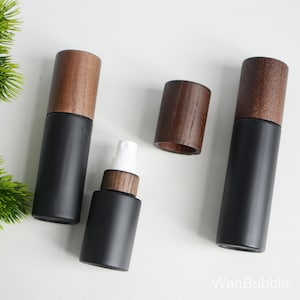 1-200pcs 30ml 50ml 60ml 80ml Natural Black Wooden Matte Black Glass Fine Mist Oil Spray Bottle, Room Fragrance Aroma Spray Bottle, Bulk