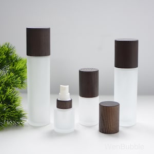 1-200pcs 30ml 50ml 60ml 80ml 100ml 120ml Natural Black Wooden Frosted Glass Fine Mist Spray Bottle, Room Fragrance Aroma Spray Bottle, Bulk