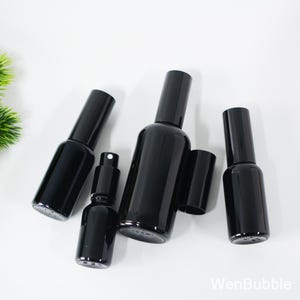 1-200pcs 15ml 20ml 30ml 50ml 100ml Shiny Black Glass Essential Oil Spray Bottle, Scents Fragrance Room  Fine Mist Spray Bottle, Wholesale