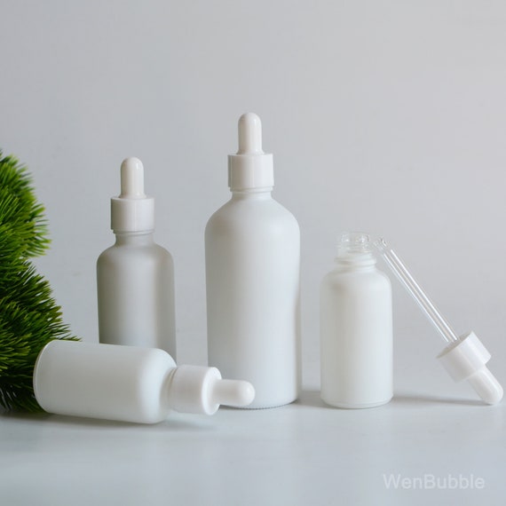 1-200pcs 5ml 10ml 15ml 30ml 50ml 100ml Matte White Glass Serum Essential Oil Dropper Bottle, Cosmetic Beauty Skin Care Pipette Bottles, Bulk