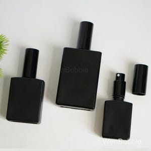 1-200pcs 30ml 50ml 100ml Square Matte Black Glass Spray Bottle, Room Home Fragrance Aroma Perfume Spray Bottle, Fine Mister, Wholesale