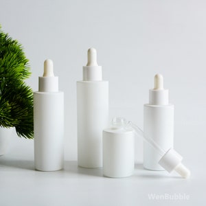 1-200pcs 30ml 50ml 60ml 80ml 100ml Cosmetic Packaging Matte White Glass Essential Oil Dropper Bottle, Serum Oil Pipette Bottle, Wholesale