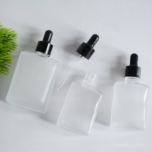 1-200 flaconi contagocce per olio essenziale in vetro quadrato smerigliato da 30 ml 50 ml 100 ml, flacone contagocce nero, flacone pipetta per olio cosmetico per siero per la pelle
