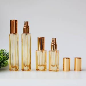 1-500 st 5 ml 10 ml gul fyrkantig parfymflaska i glas, bärbar reseprovflaska med doftspray, grossist