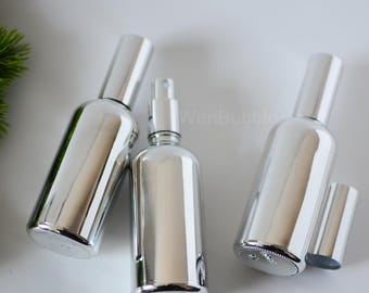 1-200pcs 15ml 20ml 30ml 50ml 100ml Shiny Silver Glass Fine Mist Spray Bottle, Luxury Room Scents Fragrance Perfume Spray Bottle, Wholesale