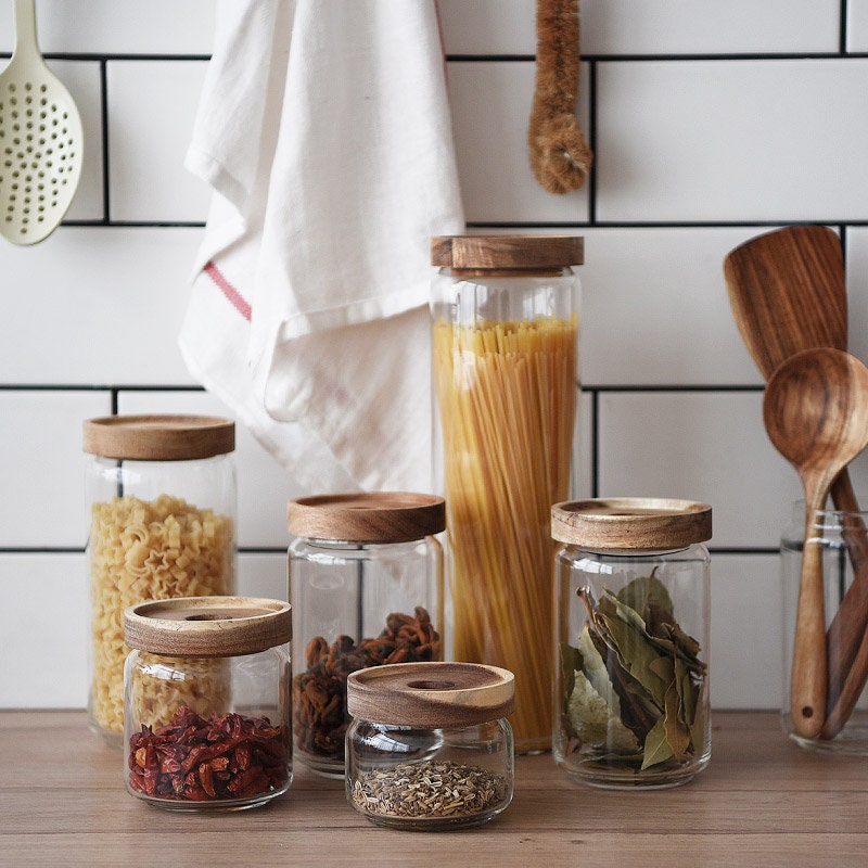 Eco Friendly Wooden Cap Food Kitchen Organization Glass -  in