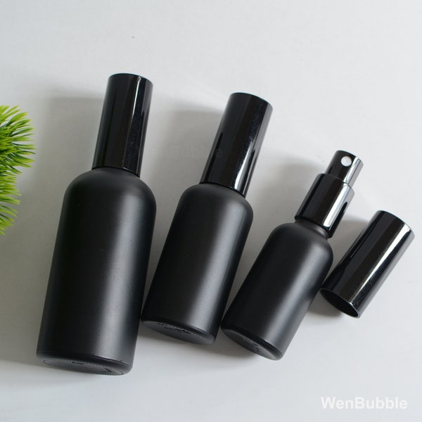 1-500 Stück 15ml 20ml 30ml 50ml 100ml Matte Schwarze Glas Sprühflasche, Leer Fein Mister, Raum Raum Duft Leinen Sprühflasche, Großhandel