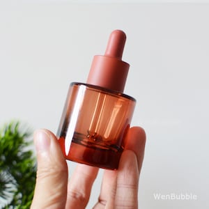 1-200pcs 15ml 30ml Red Glass Serum Essential Oil Dropper Bottles, Skin Care Beauty Packaging Bottle, Travel Bottle, Wholesale