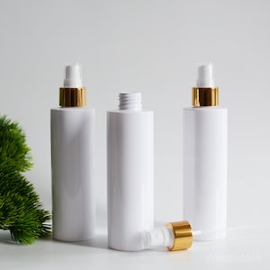 1-200pcs 100ml 150ml 200ml 5oz Plastic Shiny White Gold Essential Oil Toner Fine Mist Spray Bottle, Skin Care Packaging Bottle, Wholesale