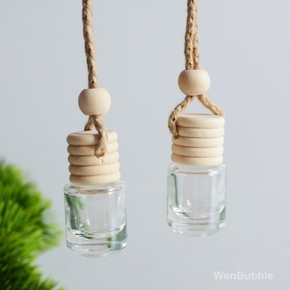 1-200pcs 5ml Empty Clear Glass Cylinder Wooden Car Hanging Air