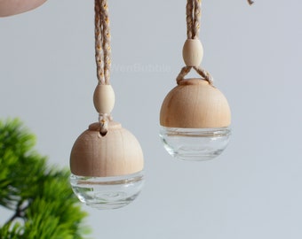 1-200pcs 5ml Empty Clear Glass Wooden Car Hanging Air Diffuser Bottle, Car Freshener Bottle, Perfume Oil Bottle, Wholesale