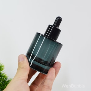 1-200pcs 15ml 30ml 50ml Thick Bottom Dark Blue Black Glass Essential Serum Oil Dropper Bottle, Skin Care Beauty Packaging, Wholesale