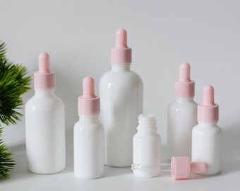 1-200pcs 10ml 15ml 30ml 50ml 100ml White Pearl Porcelain Essential Oil Dropper Bottle, Facial Skin Hair Serum Oil Pipette Bottle, Wholesale