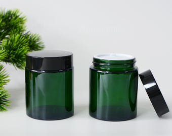 1-200pcs 100g 3.4oz Green Glass Cream Jar Container, Beauty Skin Care Serum Lotion Bottle Jar, Body Face Butter Scrub Container, Wholesale