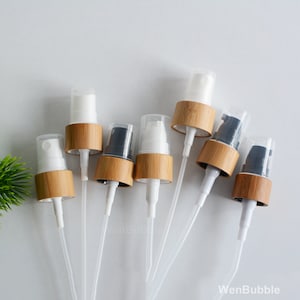 1-500pcs 18/410 20/410 24/410 Natural Bamboo Wooden Fine Mist Spray Pump Top Closure, Cream Lotion Serum Treatment Pump Lids, Wholesale