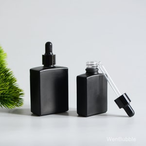 1-200pcs 1oz 3.4oz 30ml 50ml 100ml Matte Black Coated Glass Serum Essential Oil Dropper Bottles, Skin Care Men Oil Pipette Bottle, Wholesale