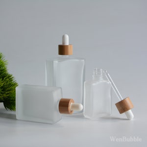 1-200 pezzi 30 ml 50 ml 100 ml 1 oz naturale bambù smerigliato quadrato vetro contagocce olio essenziale, bellezza cura della pelle siero olio contagocce, all'ingrosso