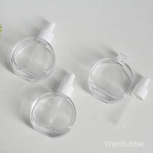 1-200pcs 60ml 2oz Clear Glass Serum Essential Oil Dropper Bottle, Flat Oblate Serum Bottle, Perfume Skin Hair Herb Oil Bottle, Wholesale